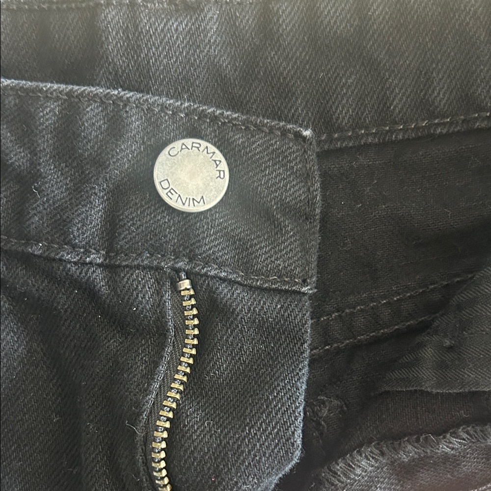 Carmar Black Distressed Frayed Hem Denim Shorts - Picture 2 of 4